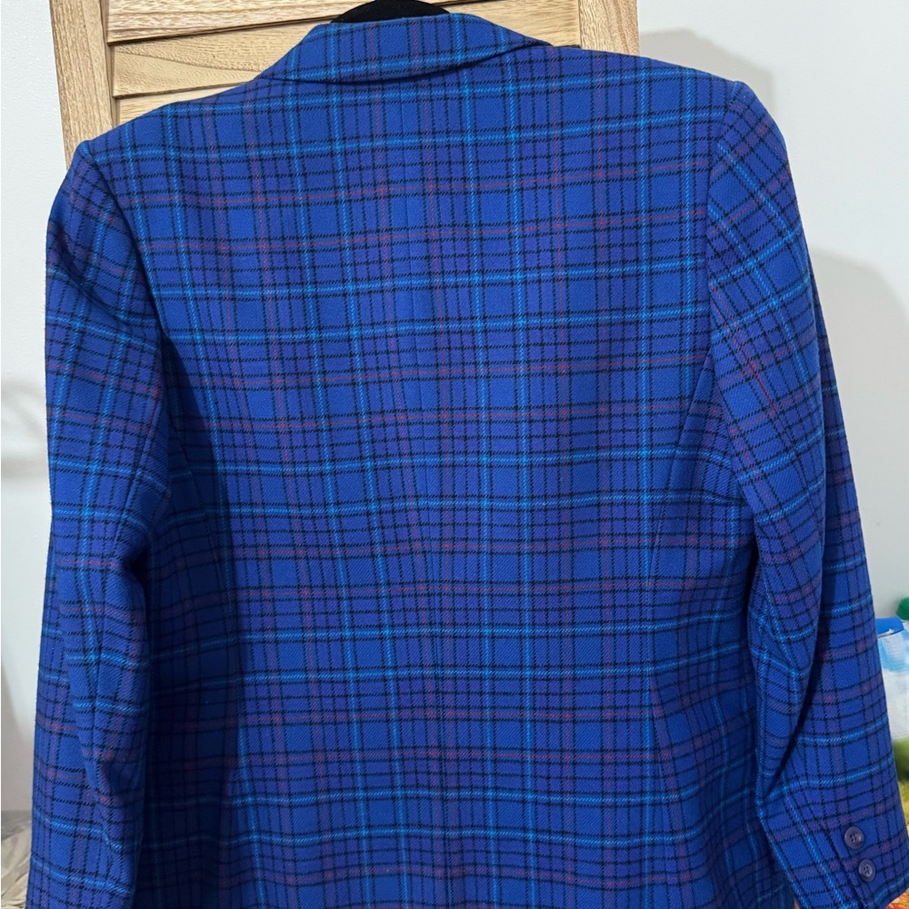 Blue Plaid Men's Blazer - Picture 4 of 4